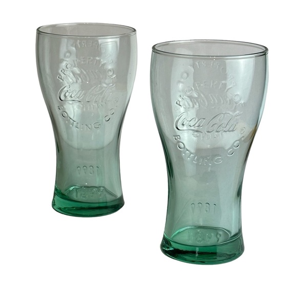 Coca-Cola Bottling Company Retro Clear Fountain Glasses Set Of 2 - Picture 1 of 13